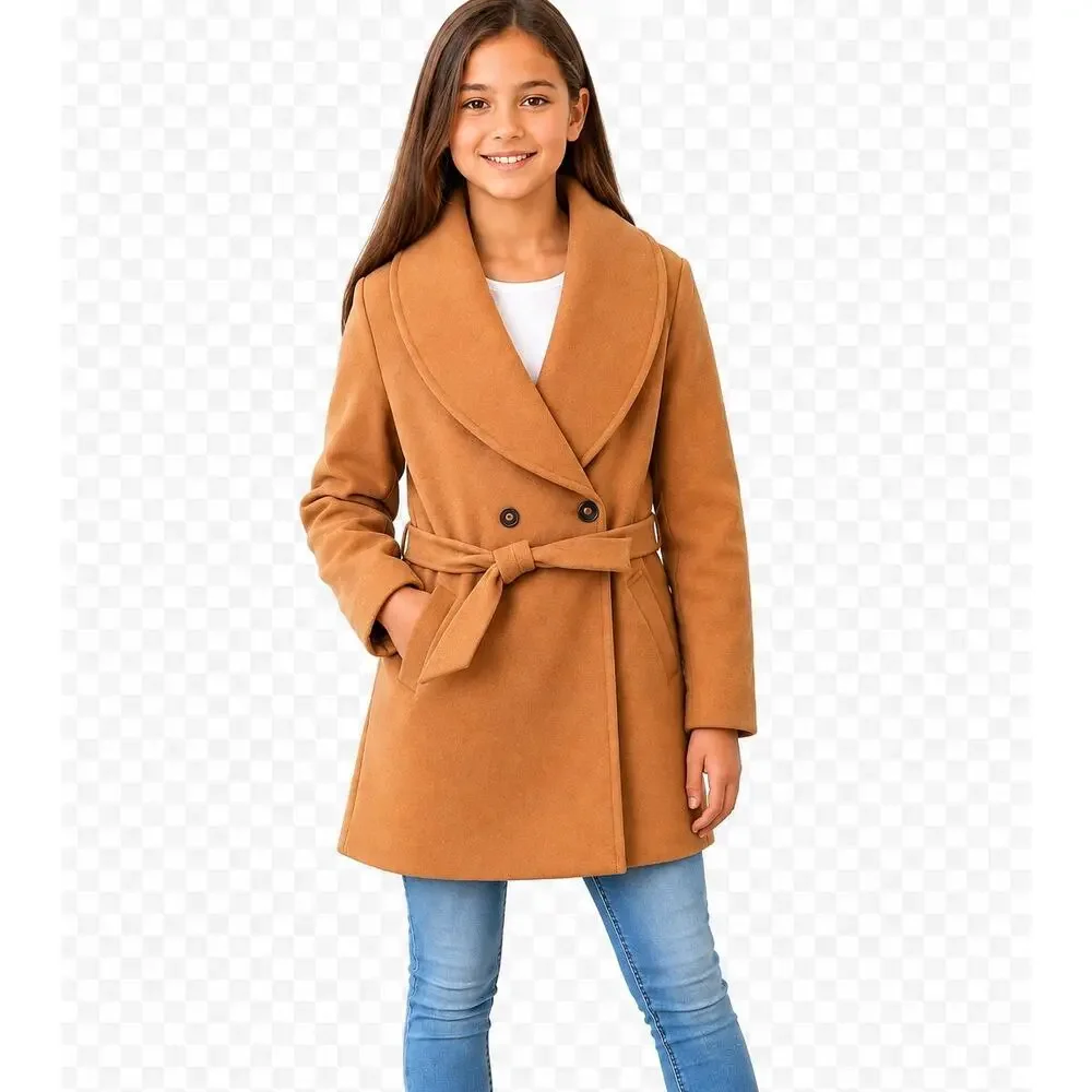 Shein Youth Over Coat, Belted Camel Colored, Size 10Y